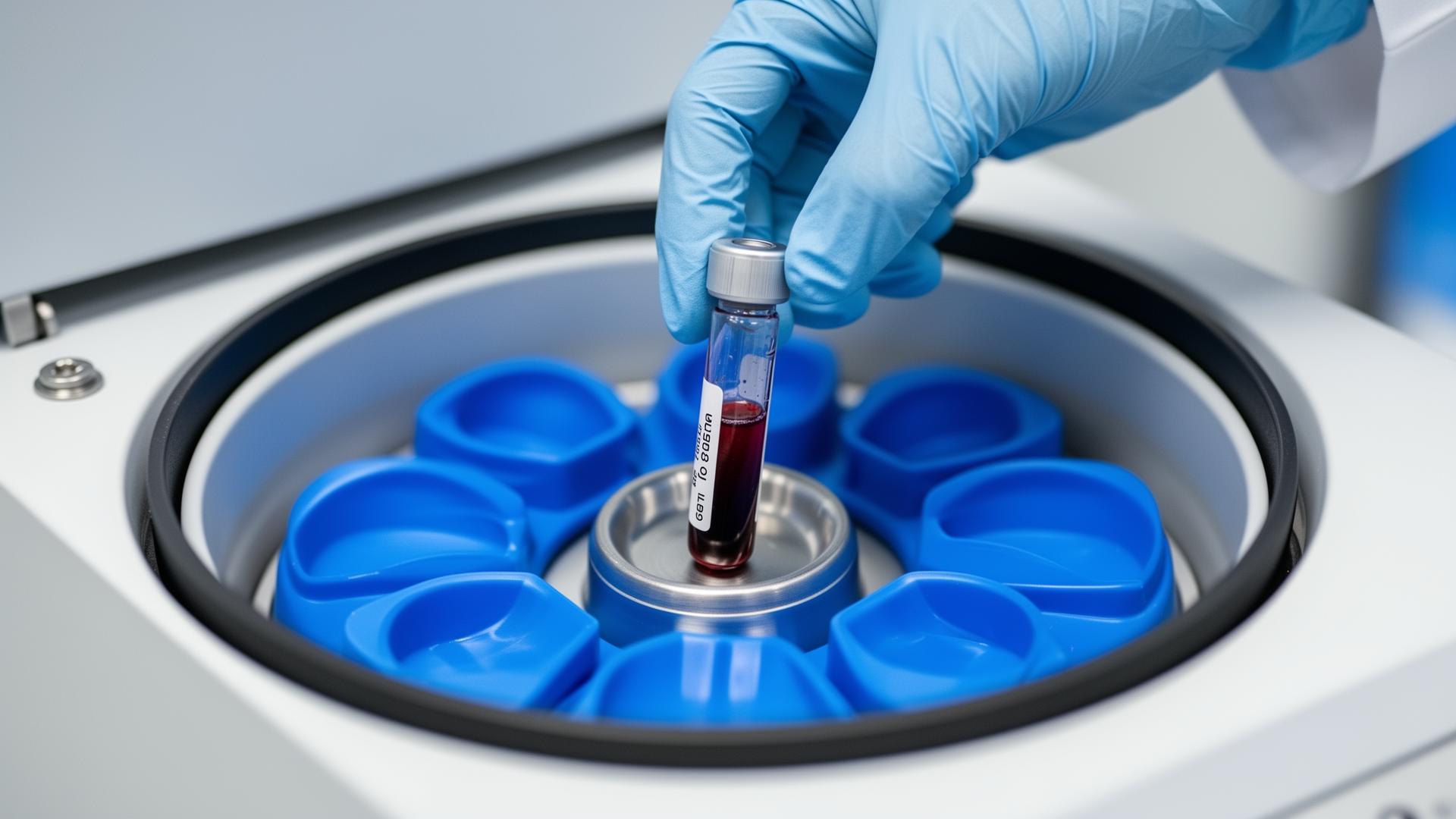 Blood sample being processed in a centrifuge